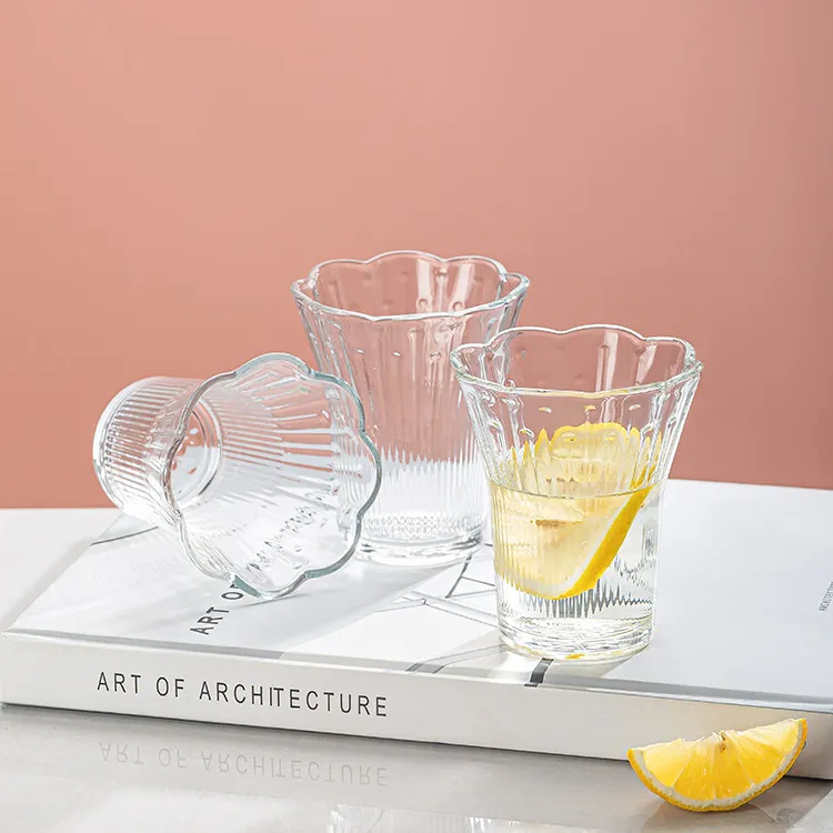 Ins-style Gradient Color Petal Glass Cups, Household Drinking Water Cups & J