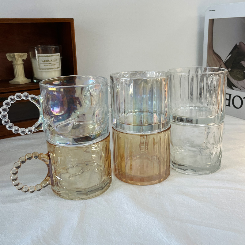 Colorless Bubble-handle Cup｜Niche Ins-style Circular Ring Handle Glass Cup, Auro