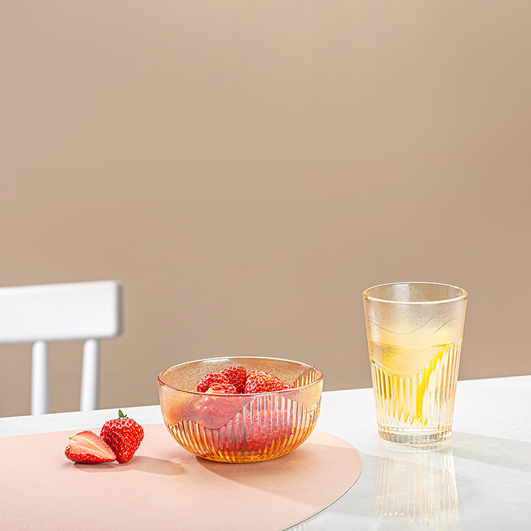 Embossed Glass Salad Bowl with Flowing Cloud Pattern, Available in Clear/Smoky G